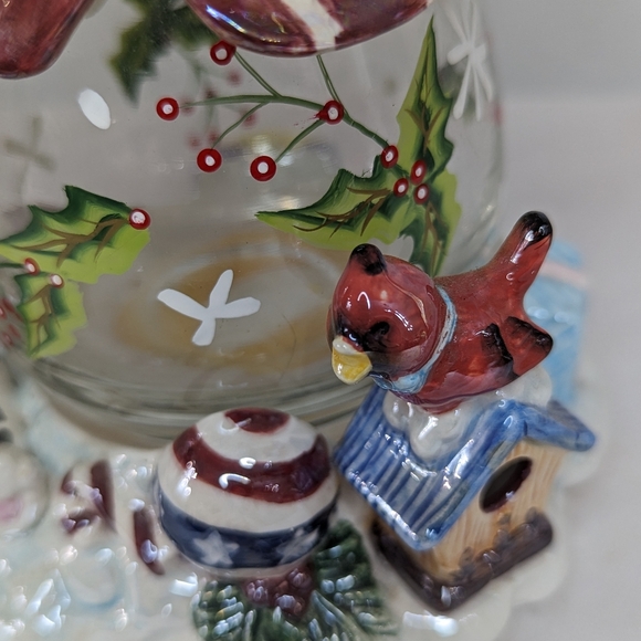 Snowman w/Kitten & Cardinal Votive Holder - Picture 3 of 5